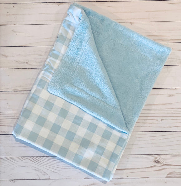 Sky Blue Buffalo Check Baby Blanket
