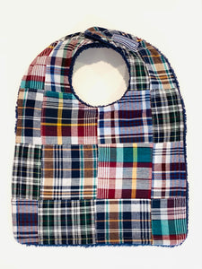 Navy Blue Multicolored Madras Bib