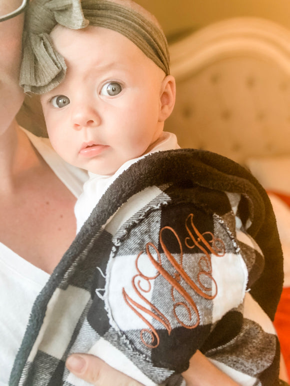 Black Buffalo Check Flannel & Fleece Baby Blanket