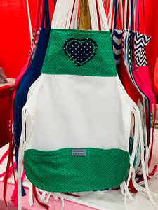 GREEN & NAVY WITH HEART TODDLER APRON