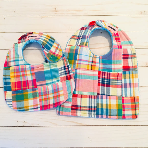 Bright Multicolored Madras Bib