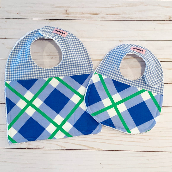 Plaids of Blue Baby Bib
