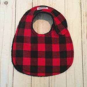 Red and Black Buffalo Check Baby Bib