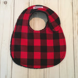 Red and Black Buffalo Check Baby Bib