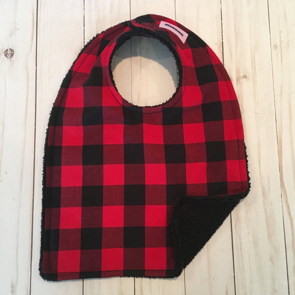 Red and Black Buffalo Check Baby Bib
