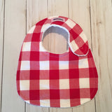Red & White Buffalo Check Baby Bib
