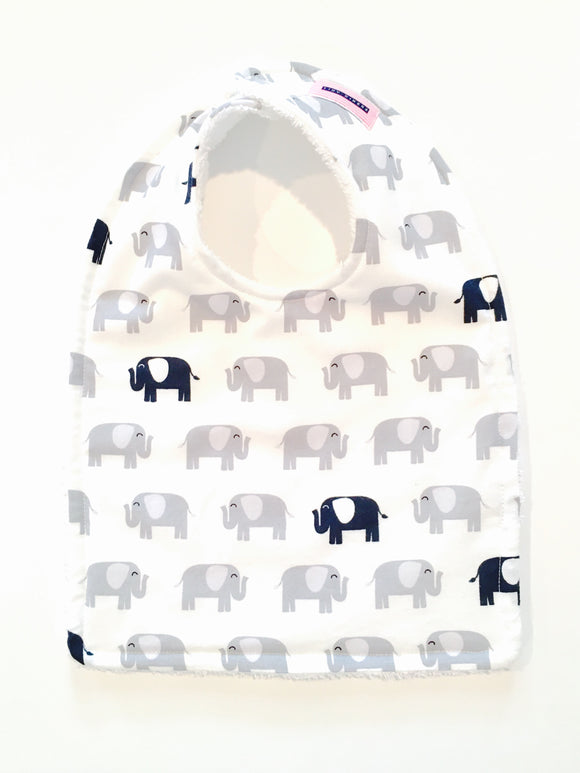 Grey & Navy Blue Elephant Baby Bib