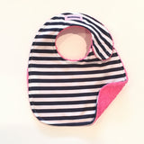 Navy and White Stripe Bib w/Pink Terry