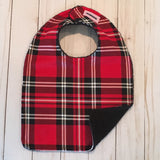 Black White Plaid on Red Baby Bib