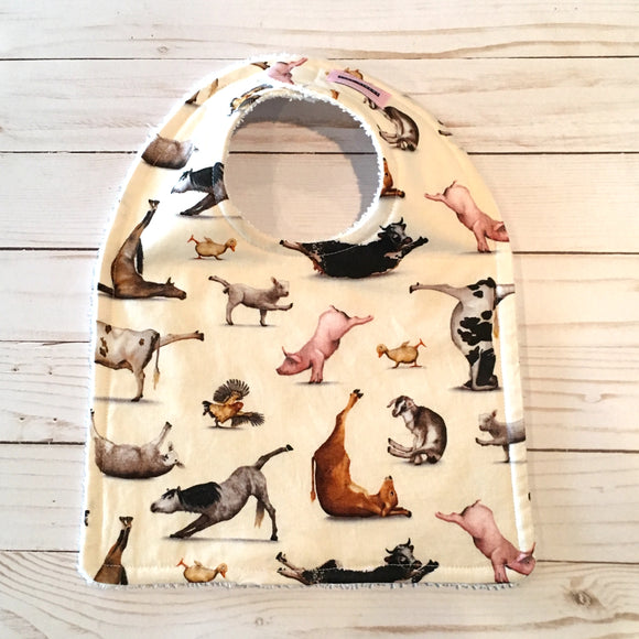 Farm Animals Doing Yoga Baby Bib