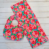 Pretty Pink Roses Bib & Burp Pad Gift Set
