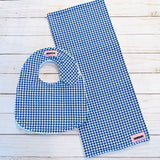 Royal Blue Houndstooth Bib & Burp Pad Gift Set