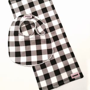 Black & White Big Check Bib & Burp Cloth Set
