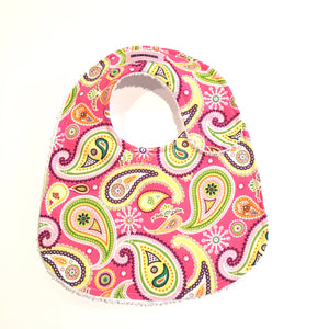 Pink, Purple & Yellow Paisley Baby Bib