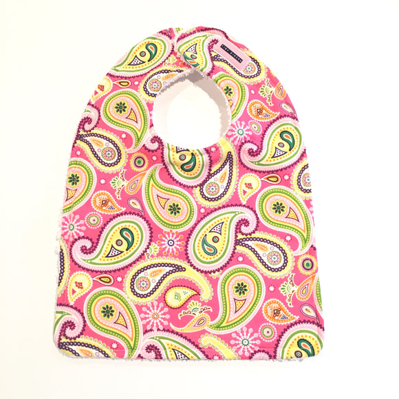 Pink, Purple & Yellow Paisley Baby Bib