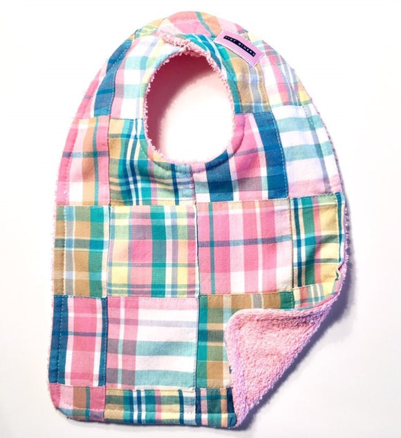 Pink, Aqua & Teal Madras Bib
