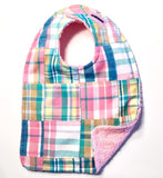 Pink, Aqua & Teal Madras Bib