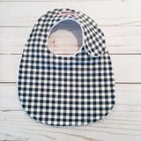 Grey and White Gingham Baby Bib