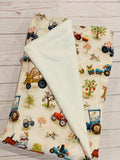Busy Farm Animals Ultra Soft Velvet & Fleece Baby Blanket