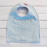Grey and Sky Blue Plaid Baby Bib