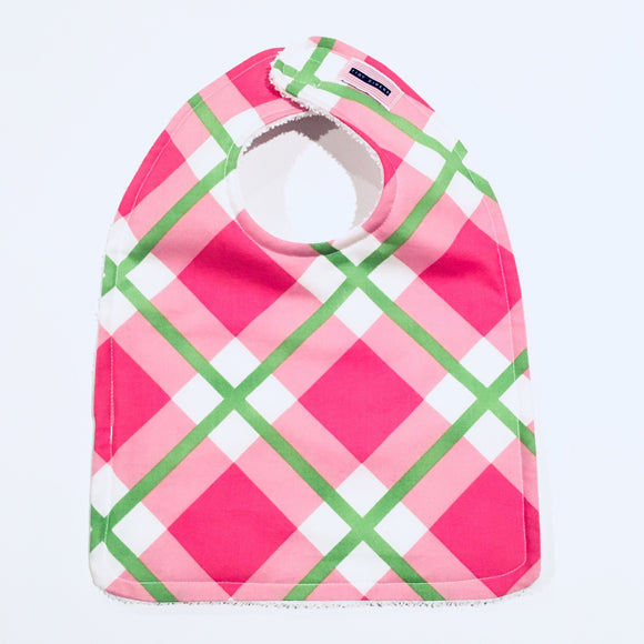 Pink & Green Big Plaid Baby Bib