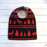 Deer & Trees in Red and Black Baby Bib