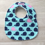 Navy & Pink Whales Bib