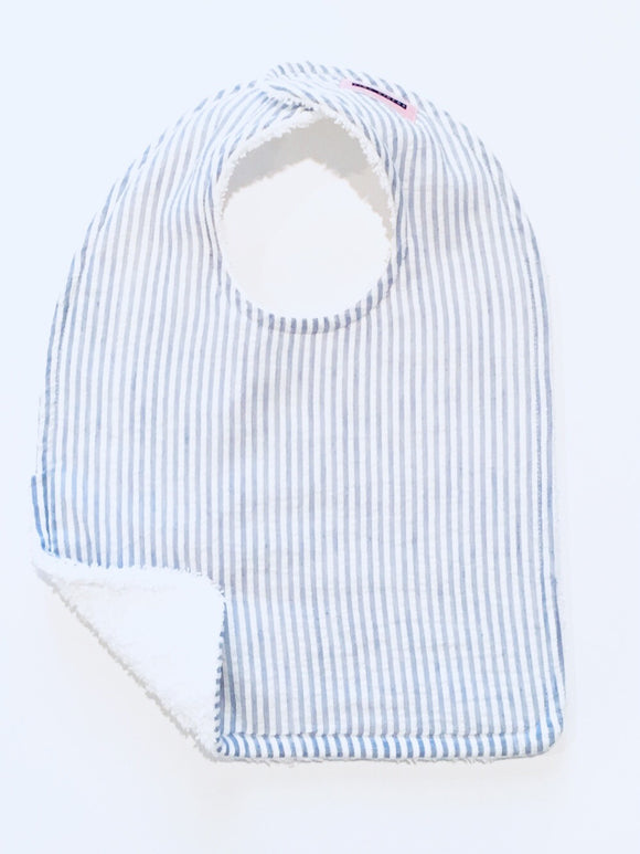 Blue & White Stripe Seersucker Bib