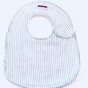 Blue & White Stripe Seersucker Bib