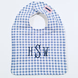 Periwinkle Blue & White Gingham Baby Bib