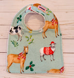 Farm Animals Christmas Baby Bib