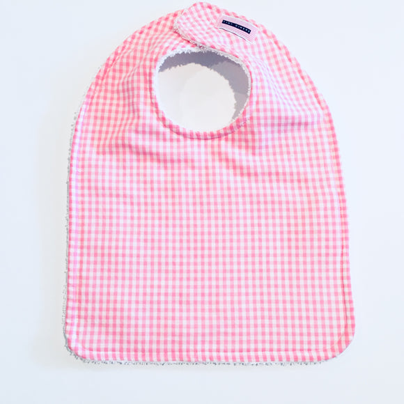 Pink Gingham Baby Bib