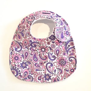 Lavender and Pink Flower Baby Bib