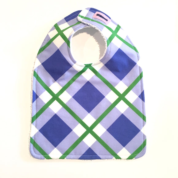 Royal Blue & Green Big Plaid Baby Bib