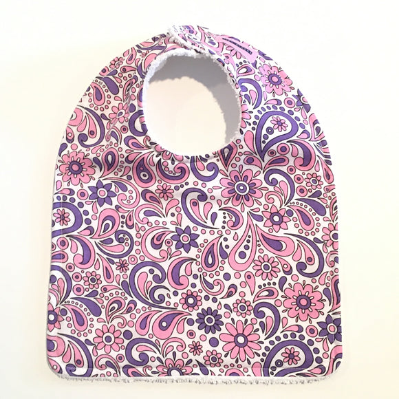 Lavender and Pink Flower Baby Bib