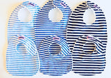 French Blue & White Striped Baby Bib