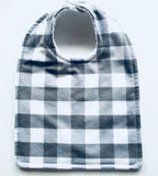 Grey Buffalo Check Baby Bib