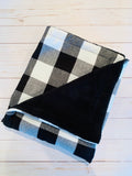 Black Buffalo Check Flannel & Fleece Baby Blanket
