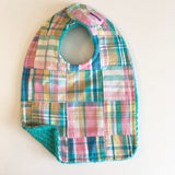 Pink, Aqua & Teal Madras Bib