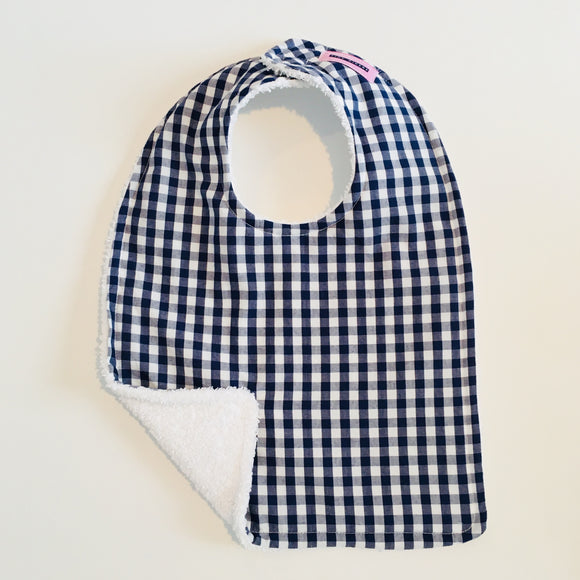 Navy Blue & White Gingham Baby Bib