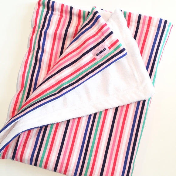 Bright Colored Striped Knit Fleece Blanket