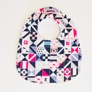 Blue & Pink Horse & Jockey Silks Baby Bib