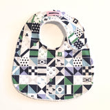 Blue & Green Jockey Silks & Horses Baby Bib