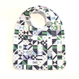 Blue & Green Jockey Silks & Horses Baby Bib