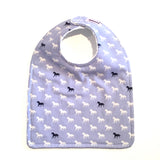 Periwinkle with Navy Blue and White Horses Baby Bib