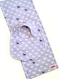 Periwinkle & Navy Blue Horse Bib & Burp Pad Gift Set