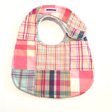 Peach and Mint Plaid Madras Baby Bib