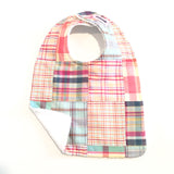 Peach and Mint Plaid Madras Baby Bib