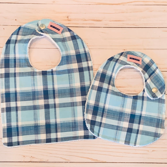 Hues of Blue Madras Baby Bib