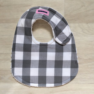 Grey Buffalo Check Baby Bib